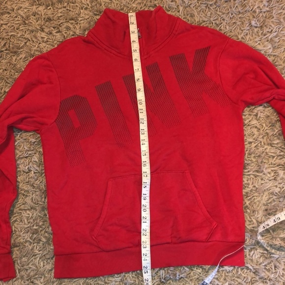 PINK Victoria’s Secret quarter zip hoodie XS red hoodie PINK VS QUARTER zip - Picture 12 of 14